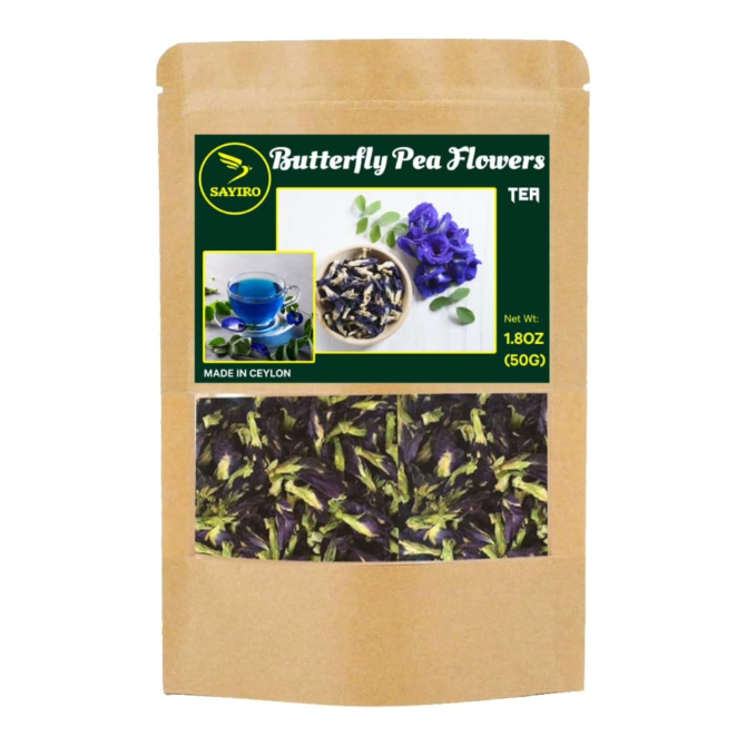 BUTTERFLY PEA FLOWER HERBAL TEA NATURAL COLORING FOR FOOD 100% ORGANIC MADE IN CEYLON – 1.8oz (50g)