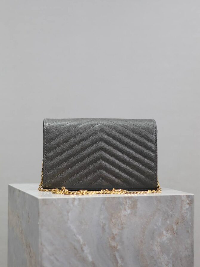 YSL Monogram Plaque Wallet Grey Bag (SCG)