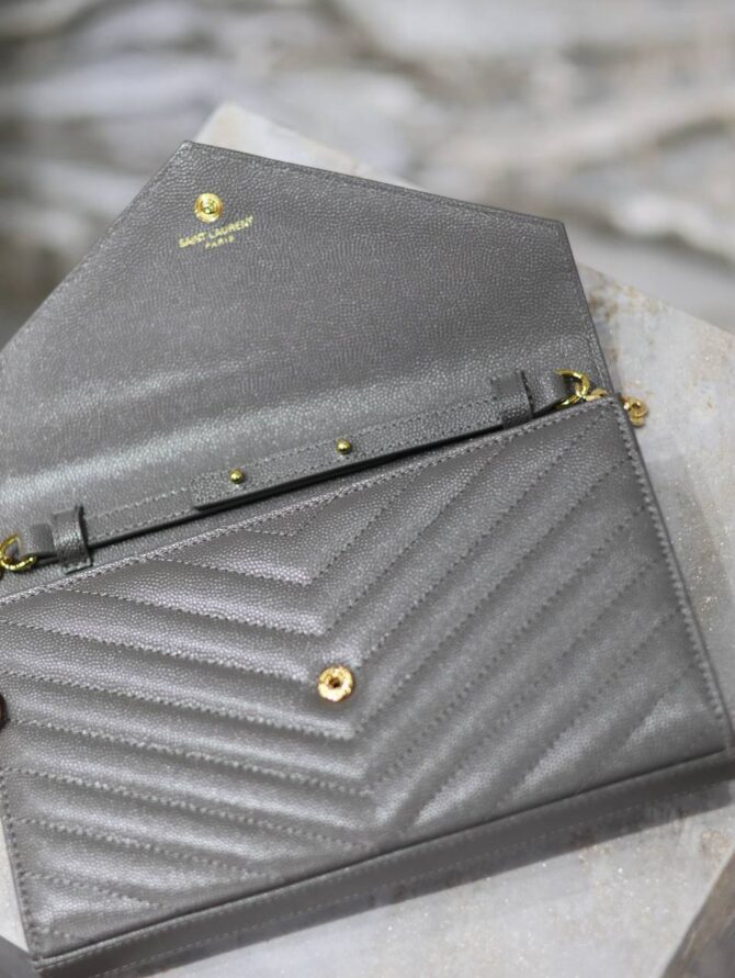 YSL Monogram Plaque Wallet Grey Bag (SCG)