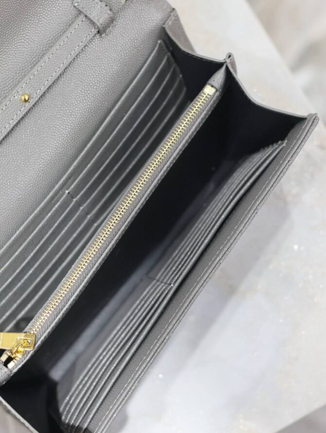 YSL Monogram Plaque Wallet Grey Bag (SCG)